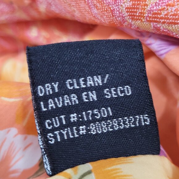 ECI New York Orange Floral 100% Silk Lined Rhinestone Snap Notch Jacket Size 14 - Picture 16 of 16